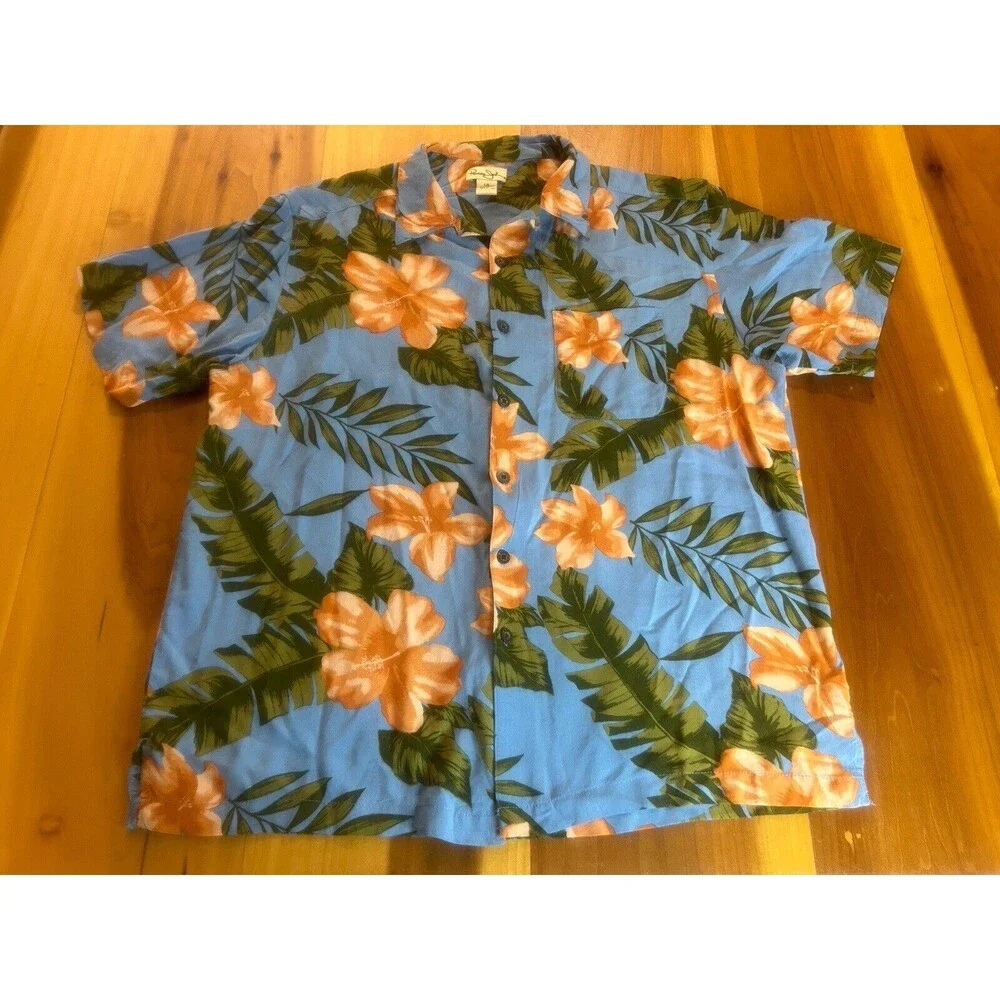 Panama Jack Men’s Hawaiian Shirt. Large. Button Up. Short Sleeve. French Blue